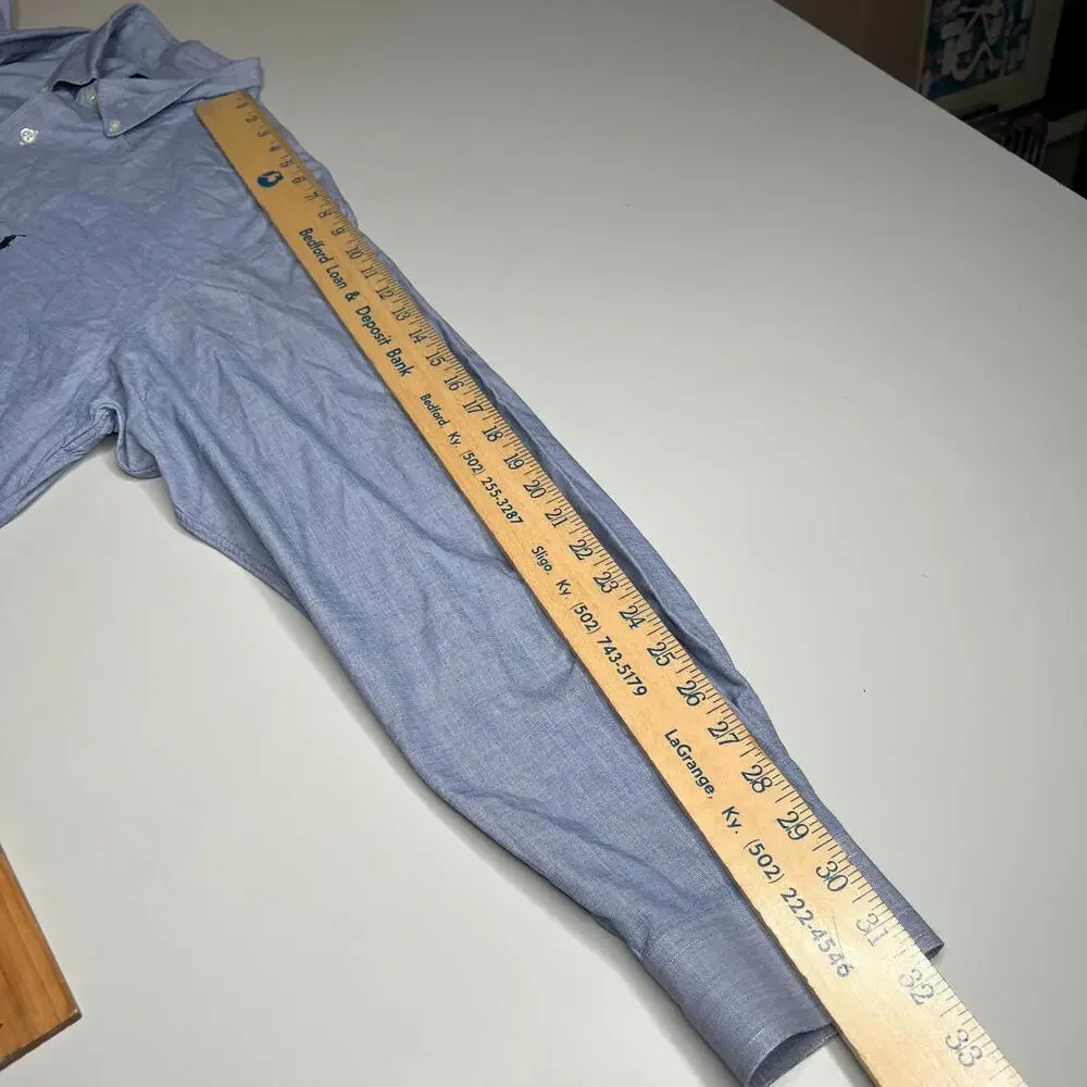Lot 2 Ralph Lauren Men’s XL Button Down Shirts Blue & Green‎ Plaid 100% Cotton - Picture 8 of 14